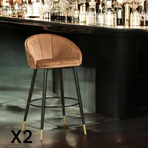 Chaise De Bar En Velours Doré Forme Coquillage (lot De 2) Hawai