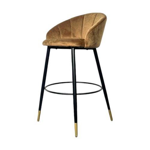 Chaise De Bar En Velours Doré Forme Coquillage (lot De 2) Hawai