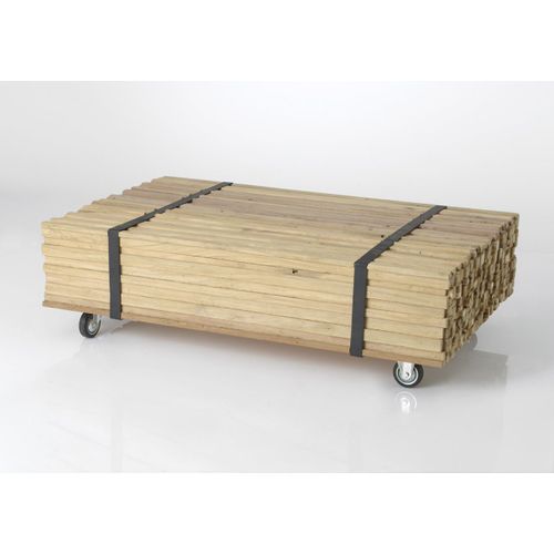 Table Basse à Roulettes En Bois Recyclé Naturel 110x70x33cm