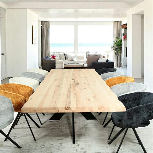 Table Extensible En Chêne Blanc Avec Bords Naturels 300 Cm Palerme