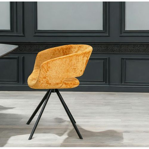 Fauteuil De Table Contemporain Velours Doré (lot De 2) Florence