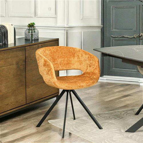 Fauteuil De Table Contemporain Velours Doré (lot De 2) Florence