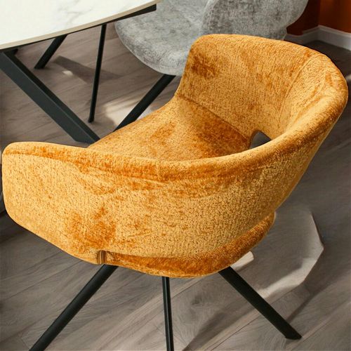 Fauteuil De Table Contemporain Velours Doré (lot De 2) Florence