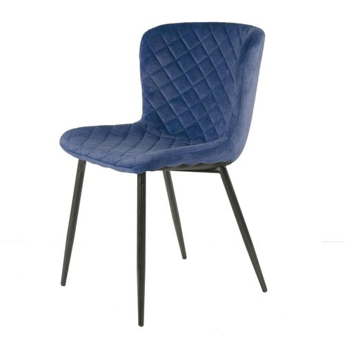 Chaise En Velours Piqué Bleu (lot De 2) Melbourne