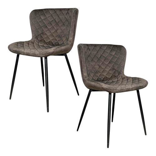 Chaise En Velours Piqué Taupe (lot De 2) Melbourne