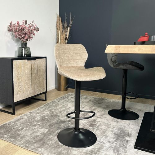 Chaise De Bar Moderne En Velours Taupe Réglable En Hauteur (lot De 2) Palerme