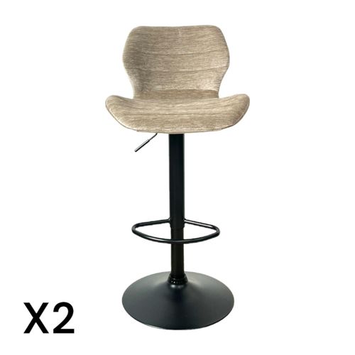 Chaise De Bar Moderne En Velours Taupe Réglable En Hauteur (lot De 2) Palerme