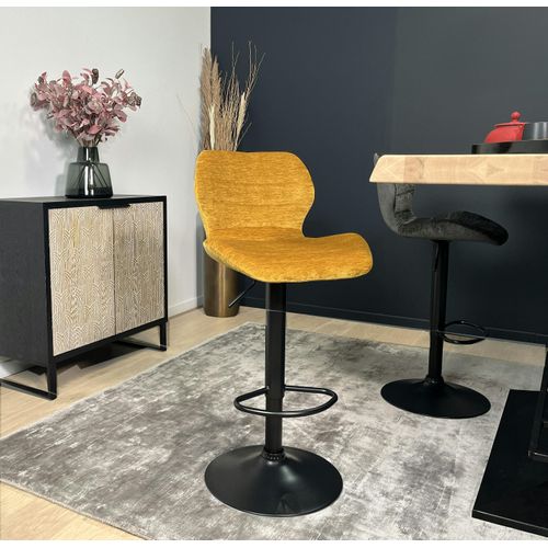 Chaise De Bar Moderne En Velours Doré Réglable En Hauteur (lot De 2) Palerme