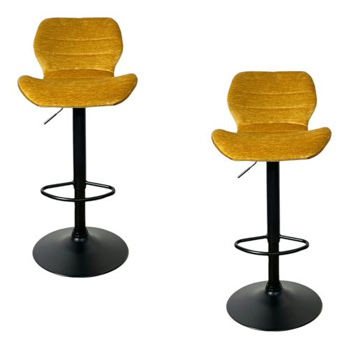 Chaise De Bar Moderne En Velours Doré Réglable En Hauteur (lot De 2) Palerme