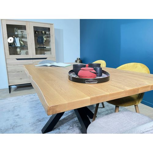 Table Extensible En Chêne Huilé Bords Naturels 180 X 90 Cm Etna