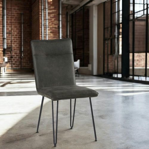 Chaise Scandinave Tissu Gris Foncé Pieds Épingle (lot De 2) Kerala