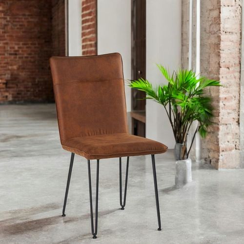 Chaise En Tissu Marron Havane Et Pieds Métal En Épingle (lot De 2) Kerala