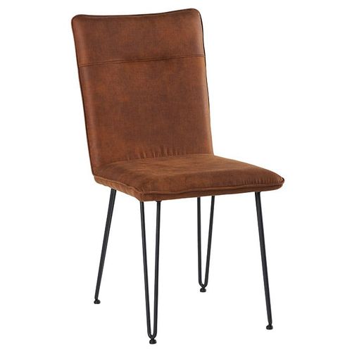 Chaise En Tissu Marron Havane Et Pieds Métal En Épingle (lot De 2) Kerala