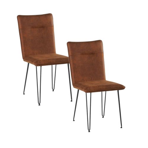 Chaise En Tissu Marron Havane Et Pieds Métal En Épingle (lot De 2) Kerala