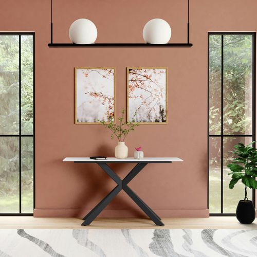 Console Design En Céramique Blanche Marbrée Ottawa