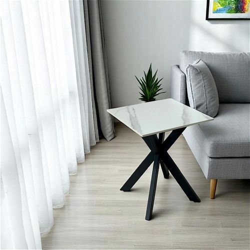 Bout De Canapé Design En Céramique Blanche Marbrée Ottawa