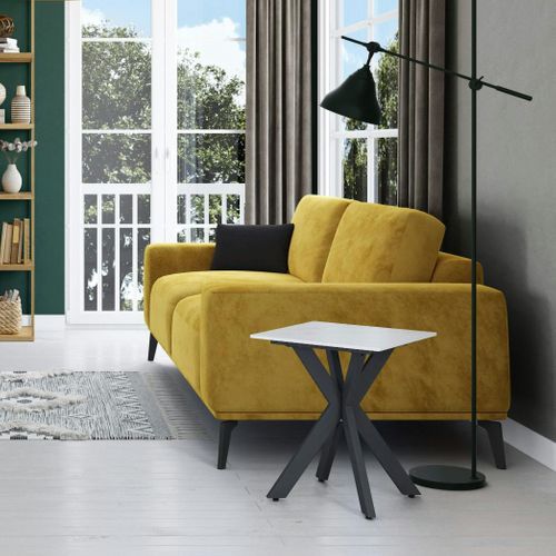 Bout De Canapé Design En Céramique Blanche Marbrée Ottawa