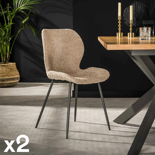 Chaise En Bouclette Beige (lot De 2) Melbourne