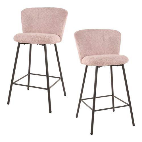 Tabouret De Bar Rose En Tissu Bouclette (lot De 2) Galway