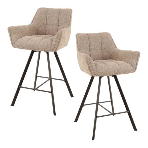 Chaise De Bar Confortable En Bouclette Sable Avec Fonction Pivotante (lot De 2) Melbourne