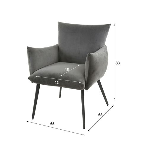 Fauteuil De Table En Velours Gris Clair Effet Coussin (lot De 2) Melbourne