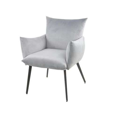 Fauteuil De Table En Velours Gris Clair Effet Coussin (lot De 2) Melbourne