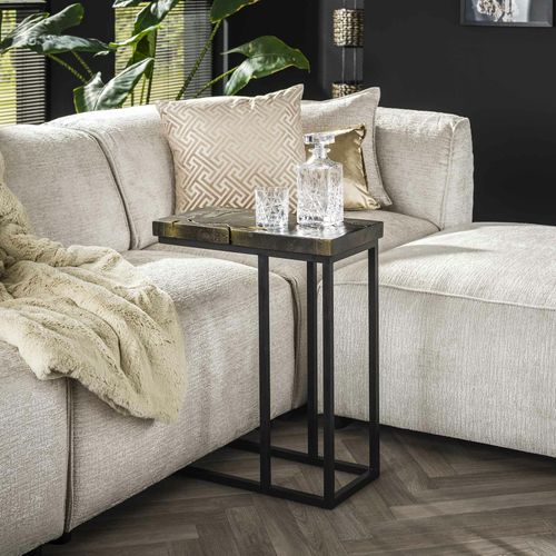 Petite Table D'appoint En Teck Recyclé Gris Et Or Nova