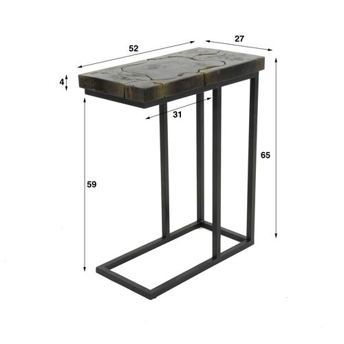 Petite Table D'appoint En Teck Recyclé Gris Et Or Nova