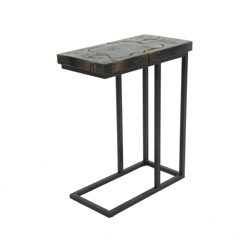 Petite Table D'appoint En Teck Recyclé Gris Et Or Nova