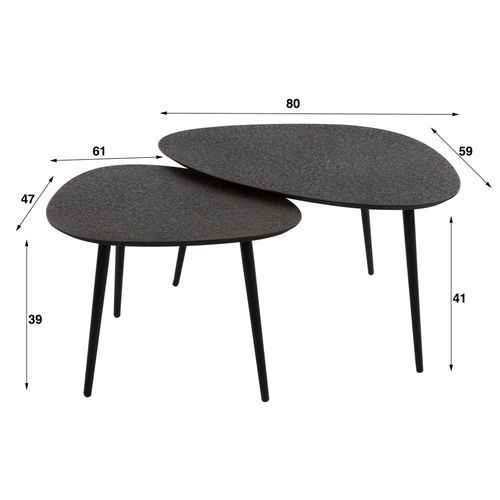Table Basse Design Organique Grise (2 Pièces) Ralf