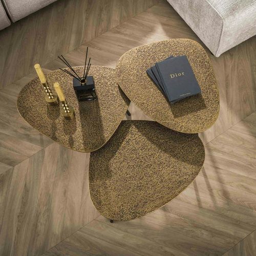 Table Basse Design Organique Effet Cuivré (lot De 3) Ralf