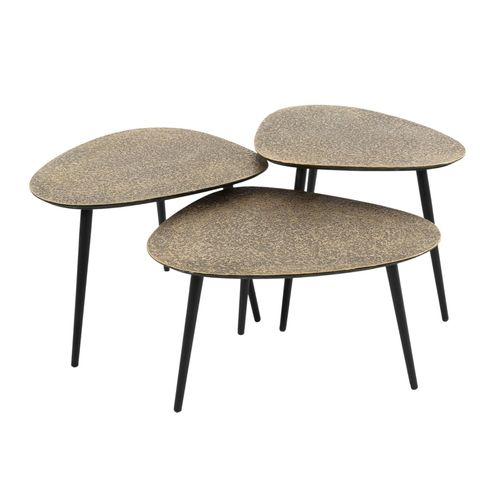 Table Basse Design Organique Effet Cuivré (lot De 3) Ralf