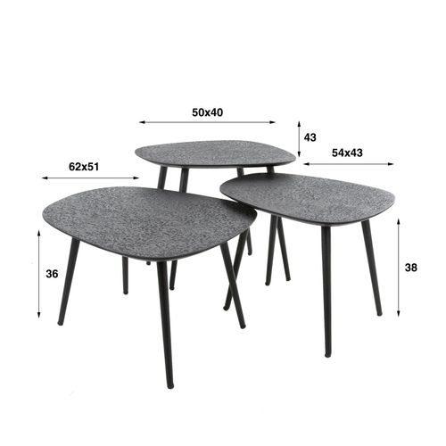 Table Basse Design Organique Finition Anthracite (3 Pièces) Ralf