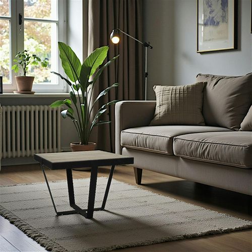 Table D'appoint Bout De Canapé Chêne Massif Métal Soomaa Réf 30020861