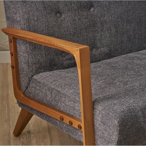 Canapé 2 Places Compact Tissu Gris Moderne 124 Cm Kos