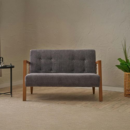 Canapé 2 Places Compact Tissu Gris Moderne 124 Cm Kos