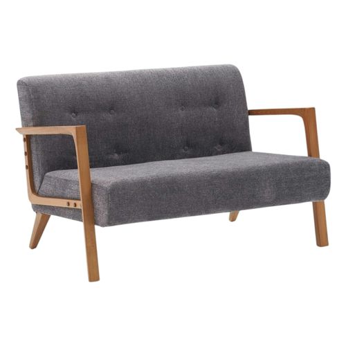 Canapé 2 Places Compact Tissu Gris Moderne 124 Cm Kos