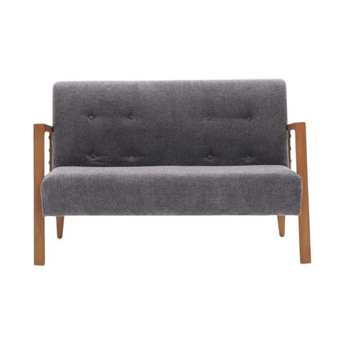 Canapé 2 Places Compact Tissu Gris Moderne 124 Cm Kos