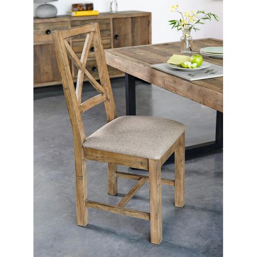 Chaise En Tissu Et Bois Recyclé Brisbane (lot De 2)