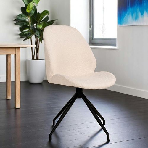 Chaise Pivotante Blanche En Tissu Bouclette (lot De 2) Berlin