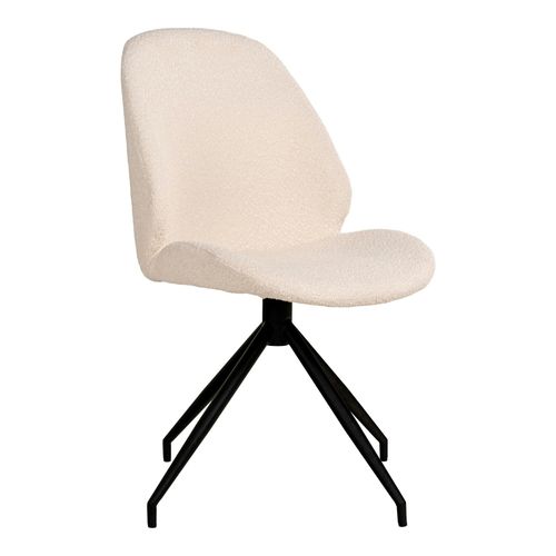 Chaise Pivotante Blanche En Tissu Bouclette (lot De 2) Berlin