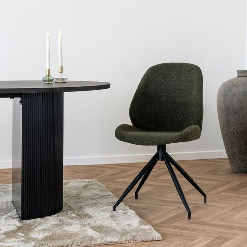 Chaise Pivotante Verte En Tissu Bouclette (lot De 2) Berlin