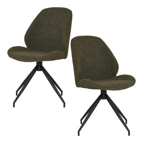 Chaise Pivotante Verte En Tissu Bouclette (lot De 2) Berlin