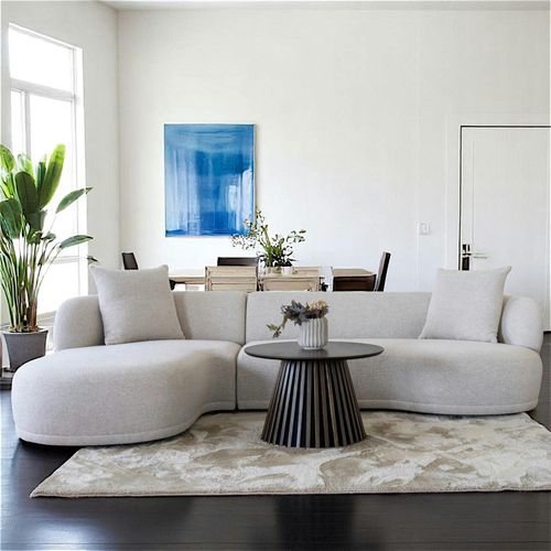 Canapé 4 Places Arrondi - Sable, Méridienne Gauche Berlin