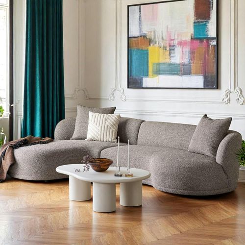 Canapé 4 Places Arrondi - Marron, Méridienne Gauche Berlin