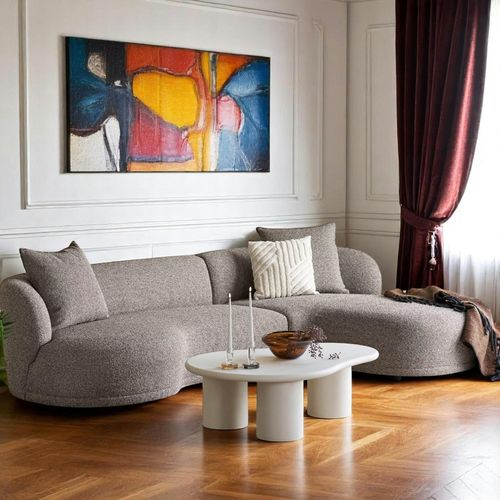 Canapé 4 Places Arrondi - Marron, Méridienne Droite Berlin