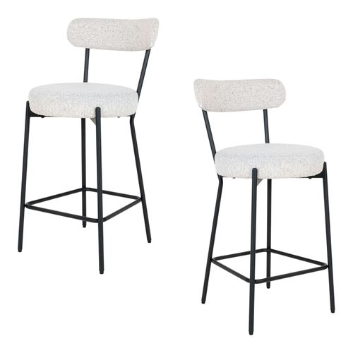 Chaise De Bar Moderne En Tissu Bouclette Blanche (lot De 2) Savone