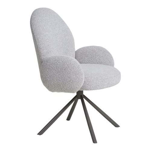 Chaise De Salle à Manger En Tissu Bouclette Beige Forme Ronde (lot De 2) Berlin