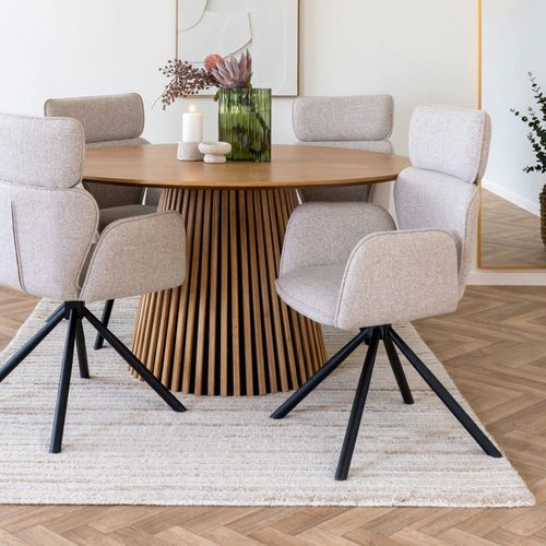 Chaise Design Beige Avec Appuie-tête Et Accoudoirs (lot De 2) Berlin