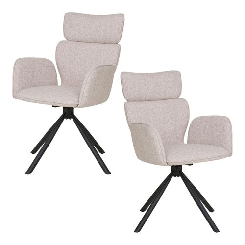 Chaise Design Beige Avec Appuie-tête Et Accoudoirs (lot De 2) Berlin